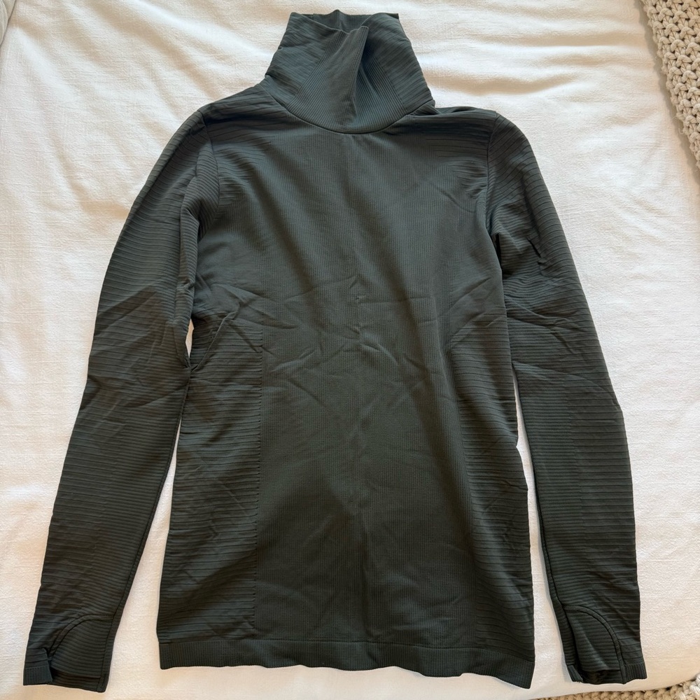 Athleta Dark Green Turtleneck Athletic Shirt